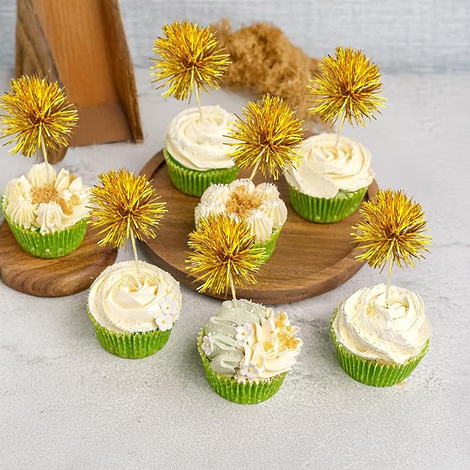 Ephlyn 30Pcs Foil Firework Cupcake Toppers Sparkles Fireworks Sticks Birthday - Image 4