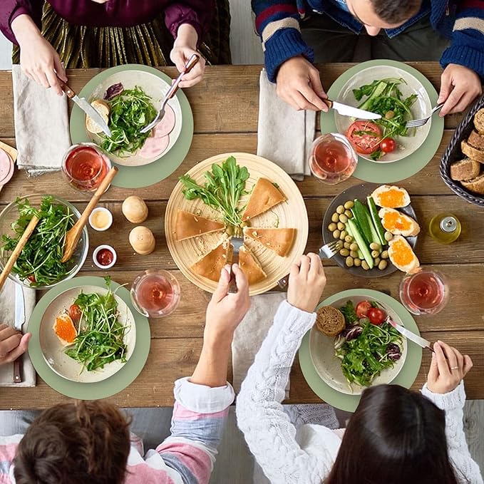 50 Pieces Sage Green Paper Place Mats Sage Round Disposable Table Mats Green - Image 6