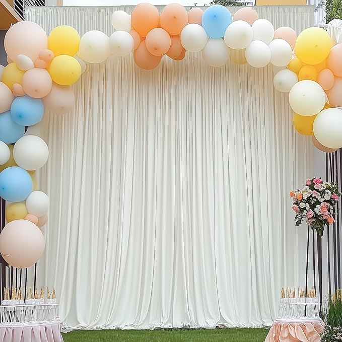 50×12ft Wrinkle Free Ivory Backdrop Curtain - Image 5
