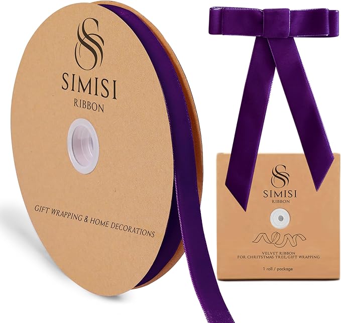Purple Velvet Ribbon 5/8'' 25 Yards by SIMISIRIBBON