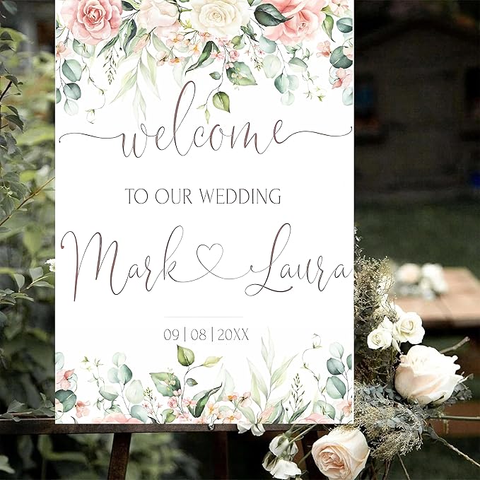 Personalized Wedding Welcome Sign, Welcome To Our Wedding Sign, Blush Pink - Image 4