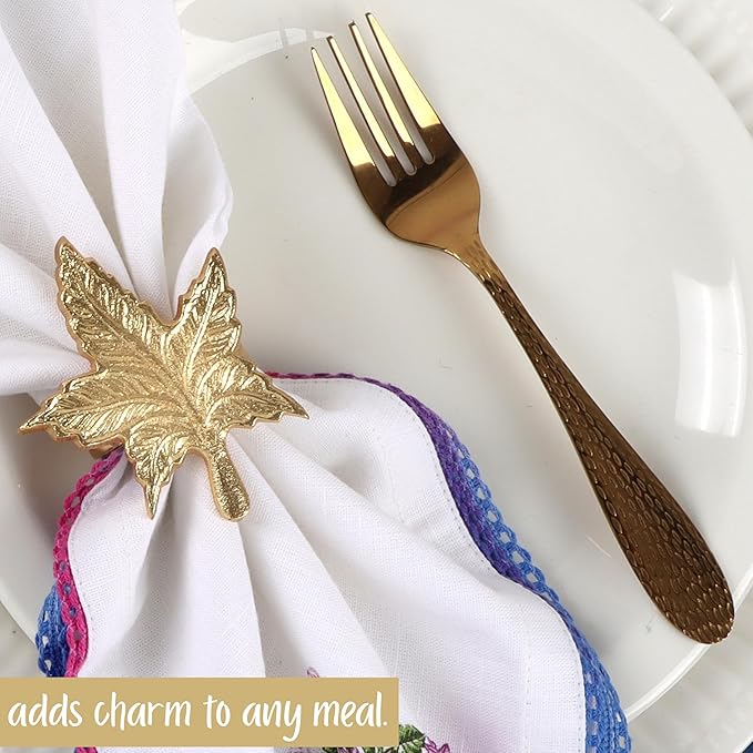 Set of 12 Gold Leaf Napkin Rings - Image 8