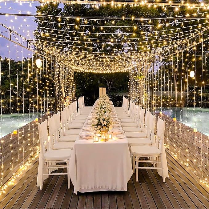 JMEXSUSS 300 LED Remote Control Christmas Curtain Lights, Plug in Fairy Curtain - Image 8
