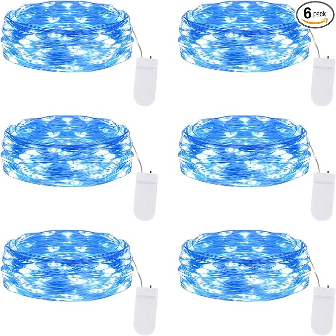 Lakumu 6 Pack Fairy Lights Battery Operated -7FT 20LED String Lights Silver by Lakumu
