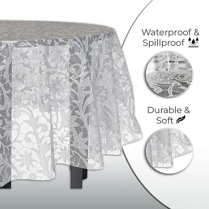 Exquisite Lace Table Cloth Round Table Plastic 12-Pack Lace Tablecloth Round - Image 4