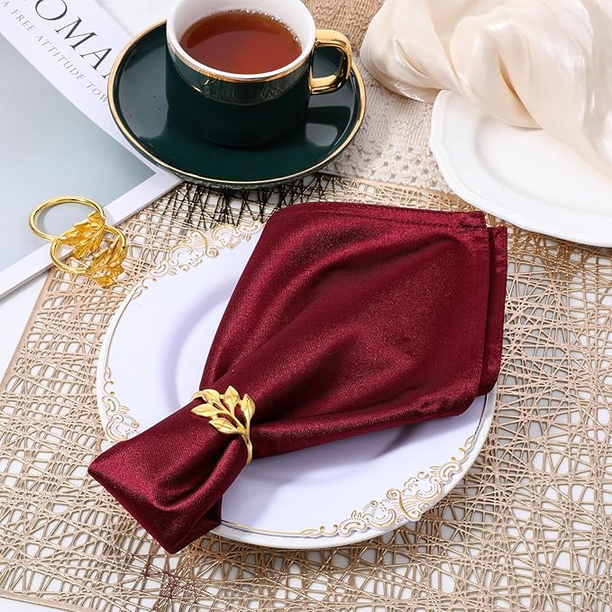 Leaf Napkin Rings Set of 50 Metal Gold Napkin Holder Stylish Fall Napkins Ring - Image 4