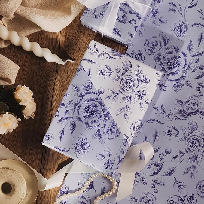 WRAPAHOLIC Jumbo Reversible Floral Wrapping Paper Roll - Image 6