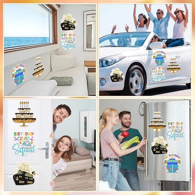 Hoteam 4 Pcs Birthday Cruise Door Decorations Magnetic Large Happy Birthday - Image 6