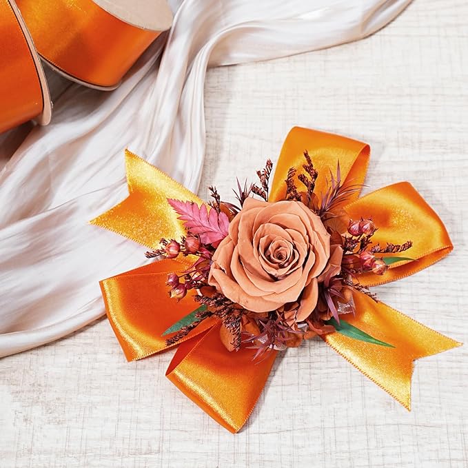LaRibbons Orange Ribbon 1 1/2 Inch 25 Yards Luxury Double Faced Russet Orange - Image 4