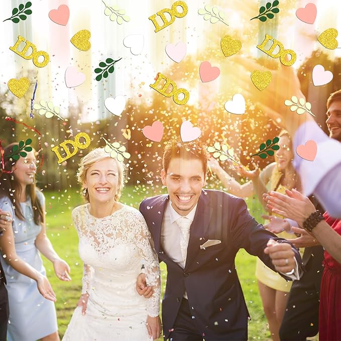 200PC Sage Green and Pink Gold Wedding Confetti - Image 4