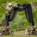 1 Panels Wedding Arch Draping Fabric Black Sheer Backdrop Curtain Arch Drape by Besutolife