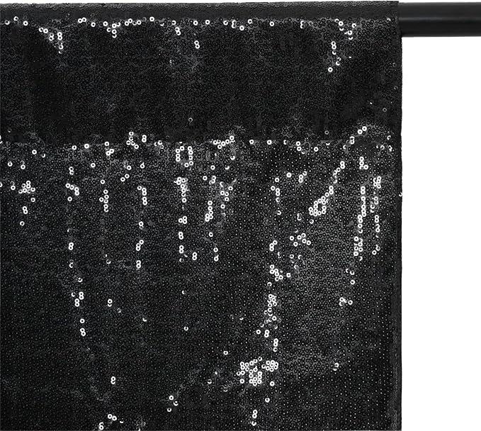 Eternal Beauty Black Thick Sequin Backdrop, 10x10 Ft Halloween Glitter - Image 6