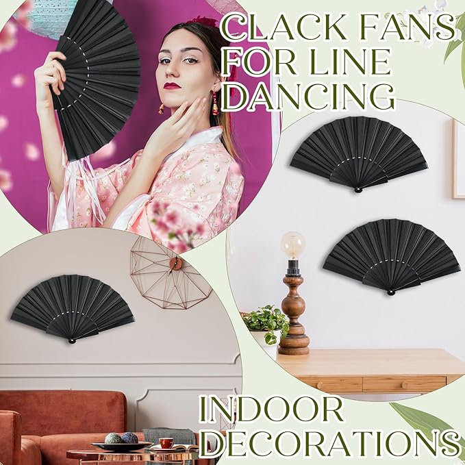 Wenqik 80 Pcs Wedding Folding Hand Fans Bulk Silk Fabric Chinese Handheld - Image 3