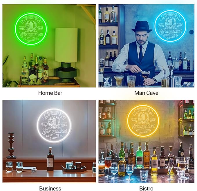 Custom Bar Neon Sign for Biergarten, Personalized LED Beer Barrel Wheat Signs - Image 4