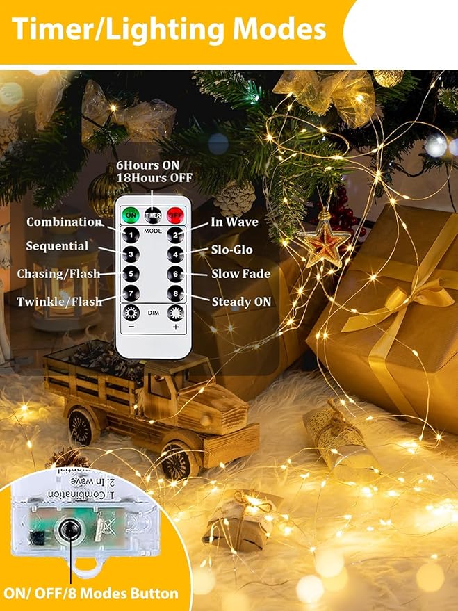8 Pack Each 20FT 60LED Fairy Lights Battery Operated - Image 5