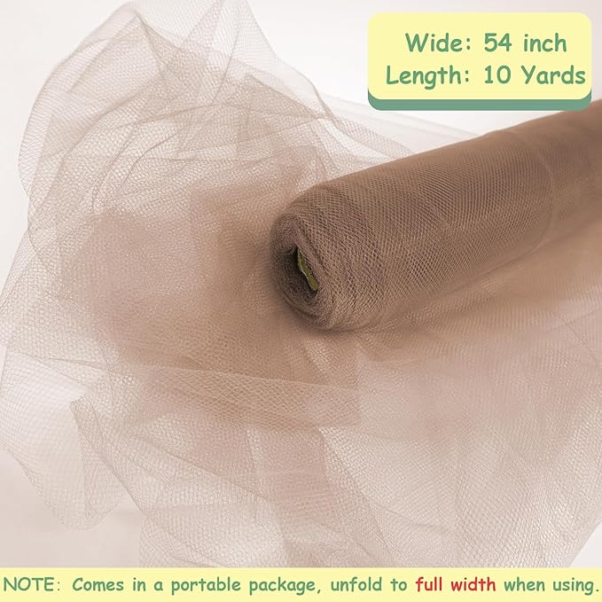 Chestnut Tulle Fabric Rolls, 54 Inch by 10 Yards Tulle Ribbon - Image 4