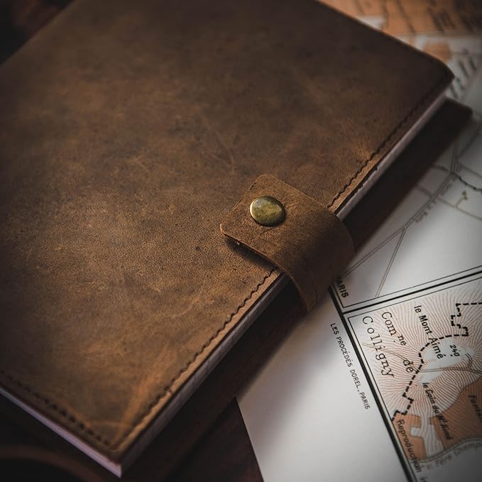 Refillable Leather Journal | Premium Lined A5 Notebook Cover | 200 Ruled - Image 4