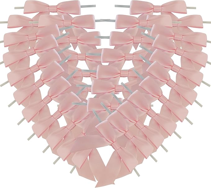 50pcs 3-1/2" Light Pink Satin Ribbon Bows by Micomon