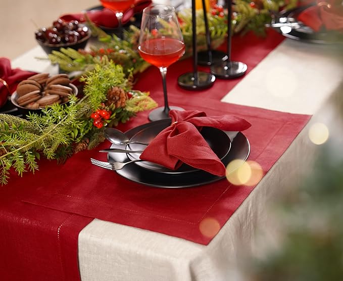 100% Pure Linen Red Placemats 14 x 19 Inch - Image 2