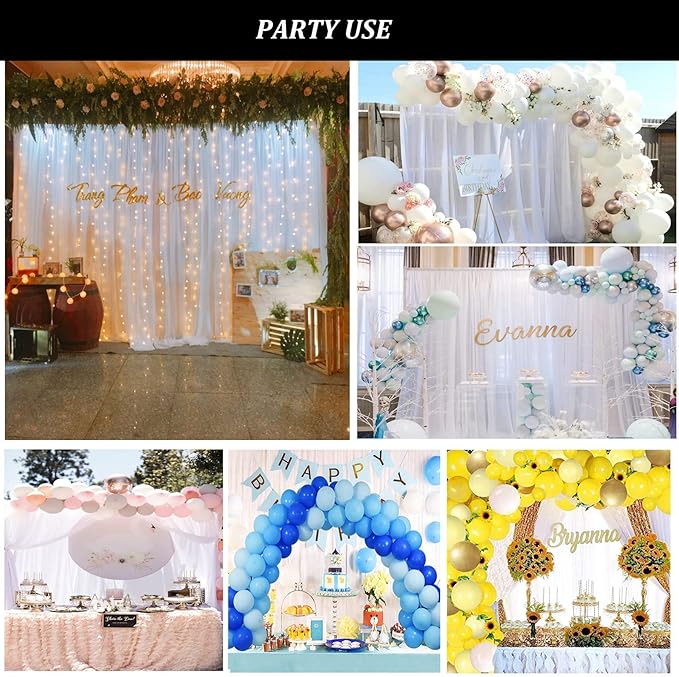 10ft x 10ft White Chiffon Backdrop Curtains, Wrinkle-Free Sheer Chiffon Fabric - Image 4
