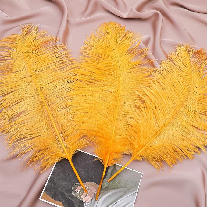 24pcs Natural Luxury Gold Ostrich Feathers 10-12inch - Image 7
