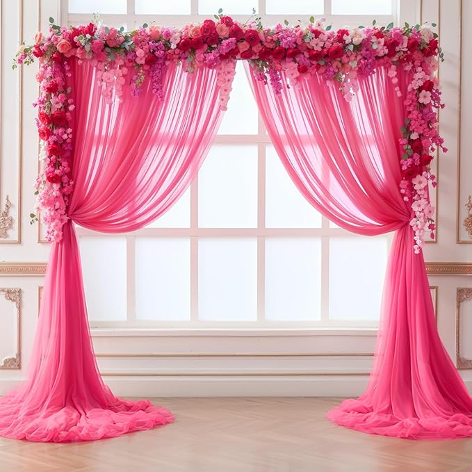 Hot Pink Tulle Backdrop Curtain - Image 5