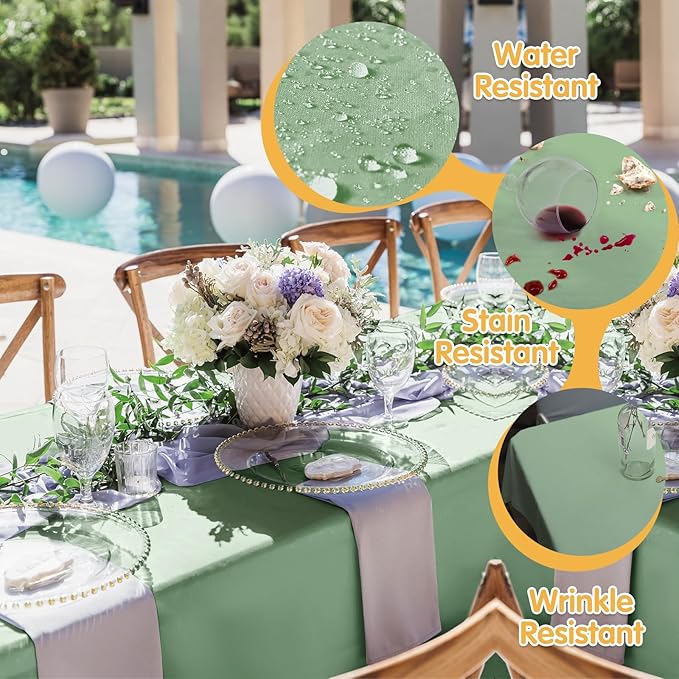 BRILLMAX 4 Pack Sage Green Tablecloths - Image 3