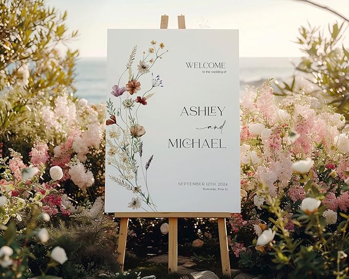 Welcome Wedding Sign Personalized, Wildflower Wedding Sign Decorations Signage - Image 3