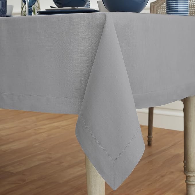 Solino Home Soft Grey Linen Tablecloth 60 x 108 Inch - Image 3