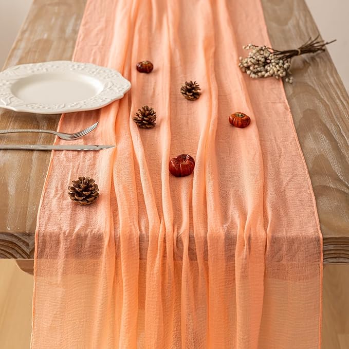 6Pcs Fresh Salmon Cheesecloth Table Runner Gauze 120 Inch 10 FT Boho Cheese - Image 4