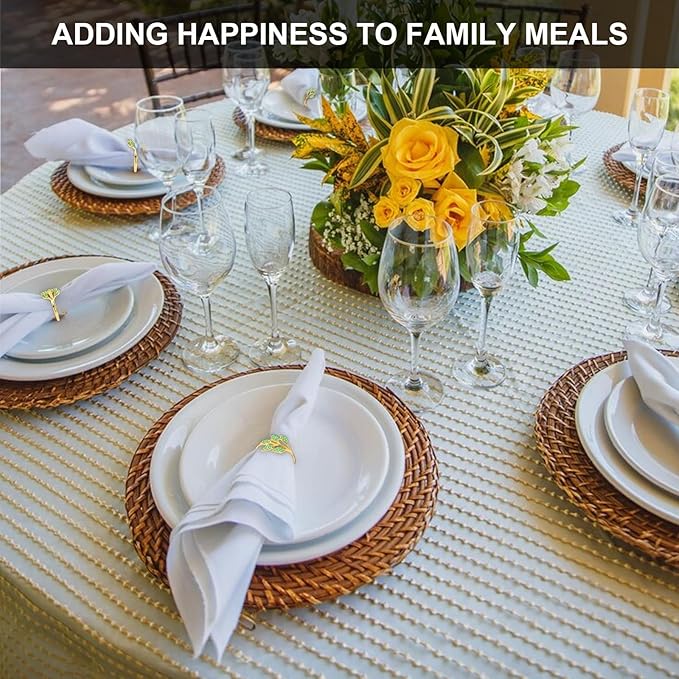 Gold Napkin Rings Set of 10, Napkin Rings Holder Buckles, Thanksgiving - Image 3