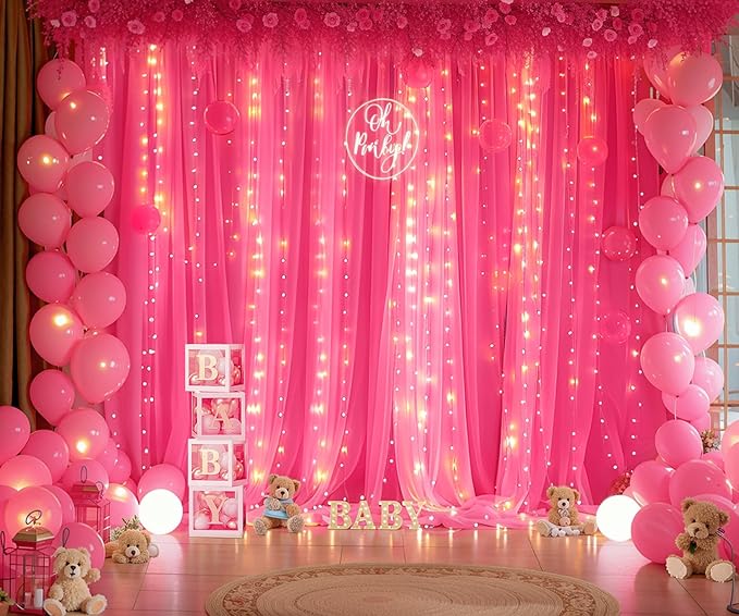 Hot Pink Tulle Backdrop Curtain - Image 4