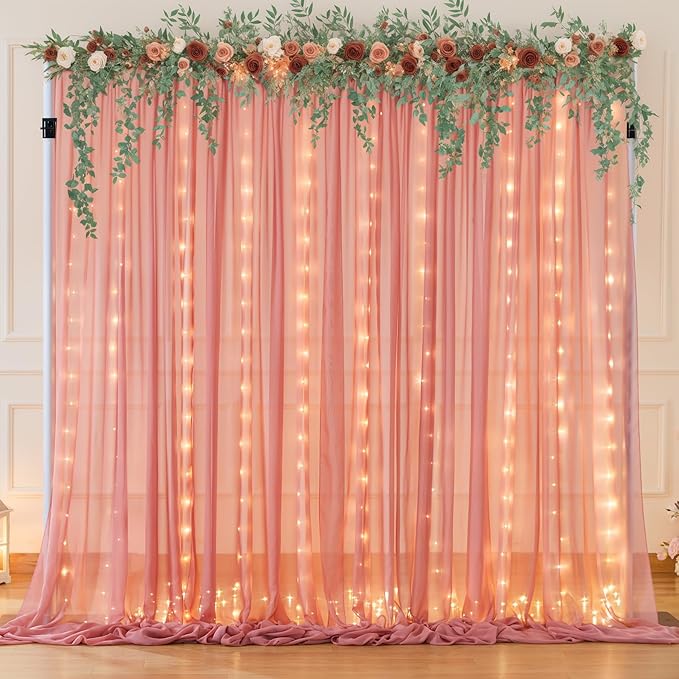 10ft x 7ft Dusty Rose Chiffon Backdrop Curtain by WishCare