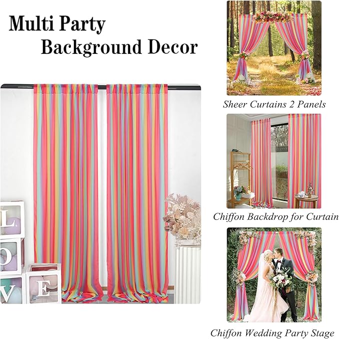 DUOBAO Rainbow Chiffon Wedding Arch Decor - Image 4