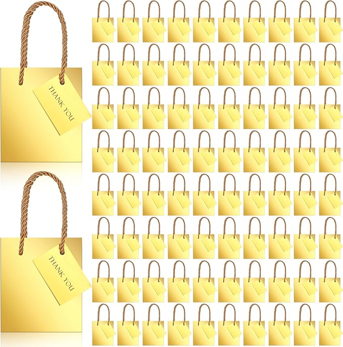 Sherr 100 Pack Mini Gift Bags Bulk, 4 x 2.75 x 4.5 Inches Paper Bags by Sherr