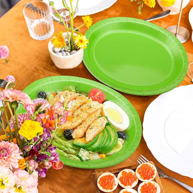 QZYL 50 Pcs Party Decorations, 12.2'' X 10.2'' Oval Large Paper Plates - Image 5