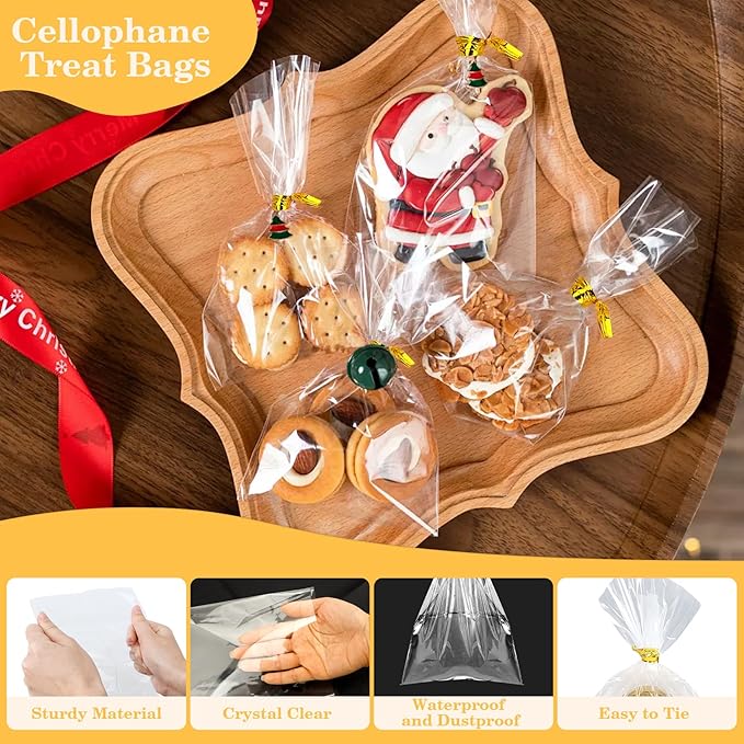 100 PCS Cellophane Treat Bags, 4x6 In Clear Cellophane Gift Bags - Image 2