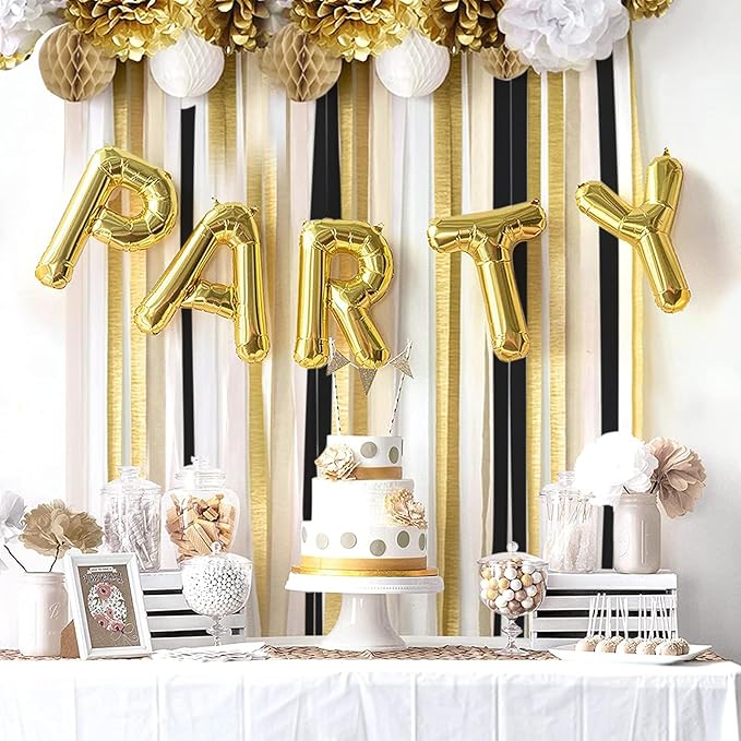 PartyWoo Black Gold Silver Crepe Paper Streamers 4 Rolls 328 ft Pack of Black - Image 4