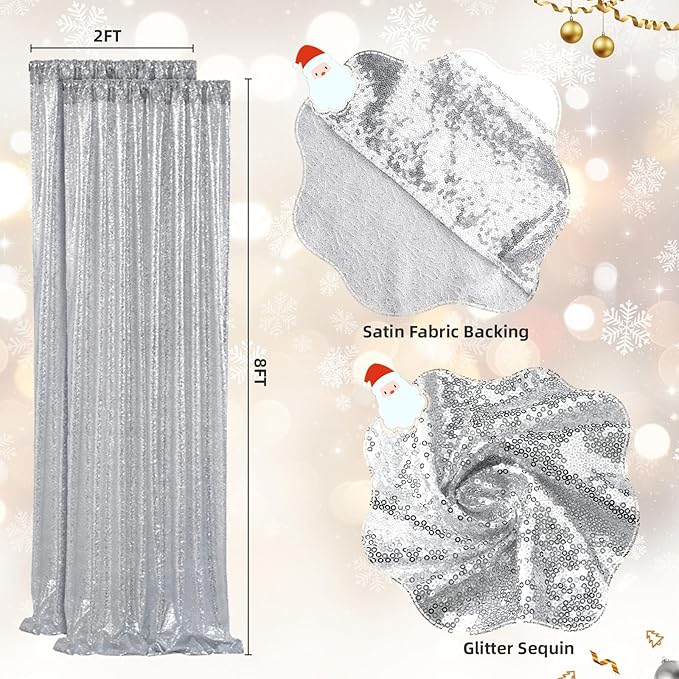SquarePie Sequin Backdrop Non-Transparent Background Sparkly Curtain - Image 6