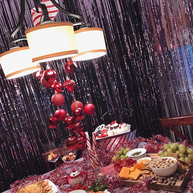 ParyWoo Light Purple Streamers 2pcs Tinsel Backdrop 8.2FT Metallic Lavender - Image 4