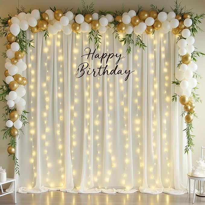 Ivory Backdrop Curtains with Lights - Image 4