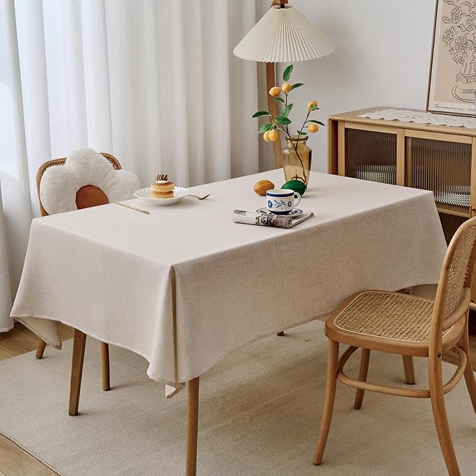 NLMUVW Linen Tablecloth Rectangle, Rustic Textured Table Cloth Water Resistant - Image 6