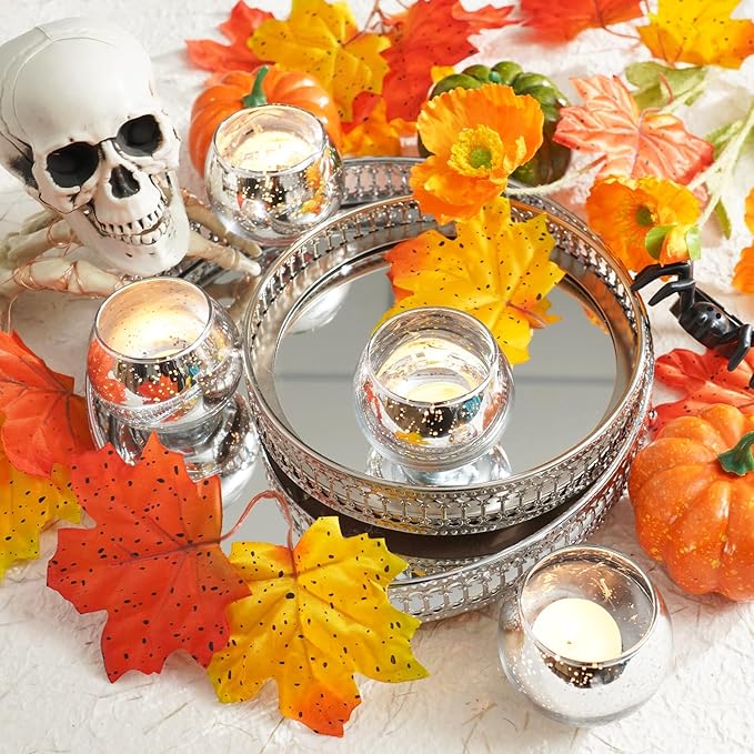 Homemory 36 Pcs Silver Votive Candle Holders, Round Mercury Glass Candle Holder - Image 7