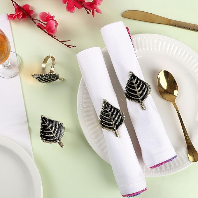 Set of 12 Rooster Napkin Rings for Farmhouse Decor | Premium Metal Leaf - Image 2