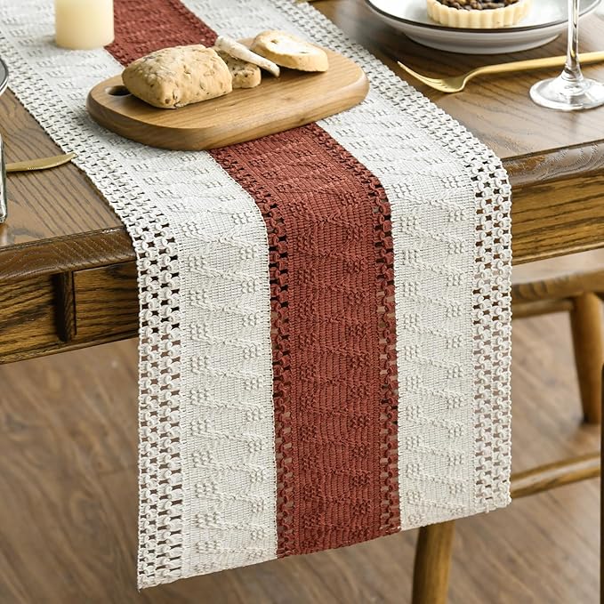 Artoid Mode Caramel Farmhouse Rustic Table Runner, Seasonal Holiday Hollow by ArtoidMode