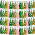 4P Sage-Green Pink-Gold Foil Fringe Metallic Tassel Garland, Tassels Banner by HYSILLA