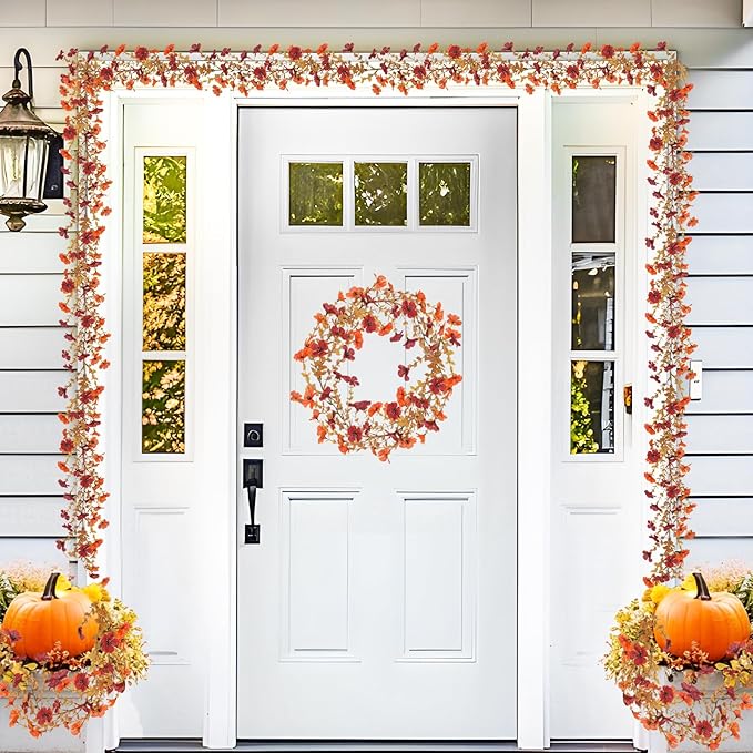 4 Pack Artificial Fall Flowers Garland, 6 FT Fall Decorations Fake Mums Floral - Image 2