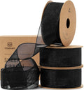 Vitalizart Black Ribbon Organza Sheer Ribbon 1 inch x 30Yd Handmade Fabric by Vitalizart