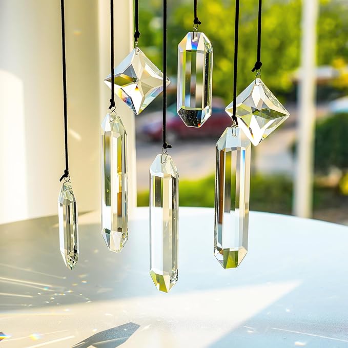 HDCRYSTALGIFTS Modern Grief Gift, Set 7 Clear Crystal Prisms Suncatchers - Image 7