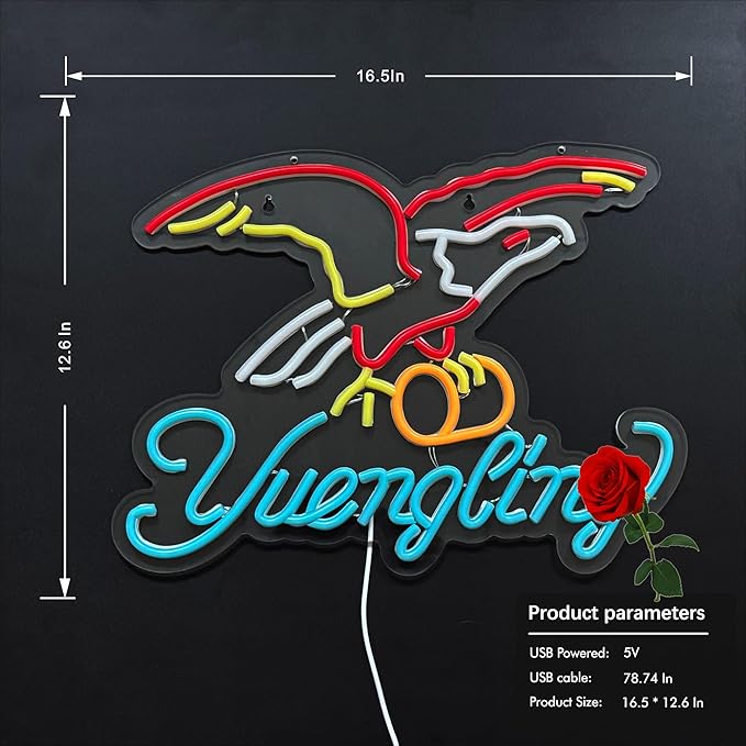 Eagle Neon Sign for Wall Decor, Yuenglin Beer Dimmable Light Up Bar Signs for - Image 4